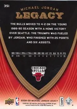 2008-09 Upper Deck Michael Jordan Legacy Collection #351 - Michael Jordan - Chicago Bulls - Back