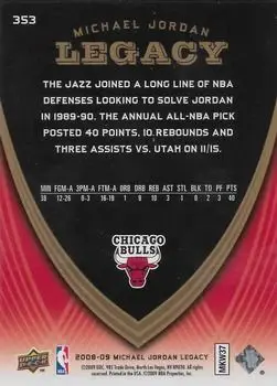 2008-09 Upper Deck Michael Jordan Legacy Collection #353 - Michael Jordan - Chicago Bulls - Back