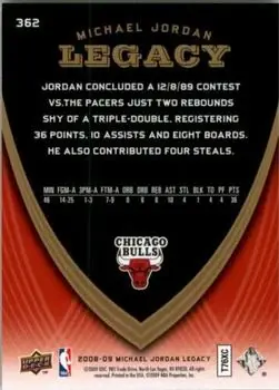 2008-09 Upper Deck Michael Jordan Legacy Collection #362 - Michael Jordan - Chicago Bulls - Back