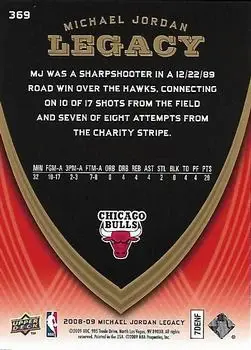2008-09 Upper Deck Michael Jordan Legacy Collection #369 - Michael Jordan - Chicago Bulls - Back