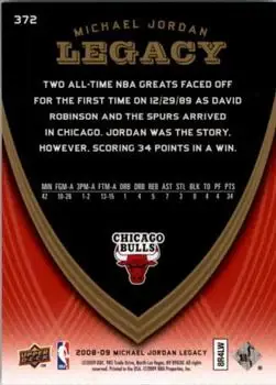 2008-09 Upper Deck Michael Jordan Legacy Collection #372 - Michael Jordan - Chicago Bulls - Back