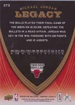 2008-09 Upper Deck Michael Jordan Legacy Collection #373 - Michael Jordan - Chicago Bulls - Back