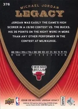 2008-09 Upper Deck Michael Jordan Legacy Collection #376 - Michael Jordan - Chicago Bulls - Back