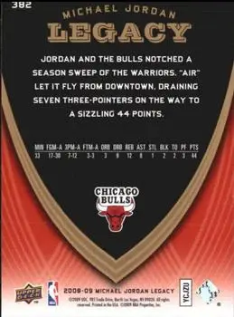 2008-09 Upper Deck Michael Jordan Legacy Collection #382 - Michael Jordan - Chicago Bulls - Back