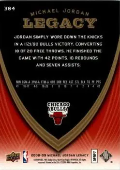 2008-09 Upper Deck Michael Jordan Legacy Collection #384 - Michael Jordan - Chicago Bulls - Back