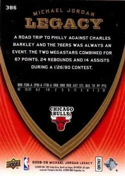 2008-09 Upper Deck Michael Jordan Legacy Collection #386 - Michael Jordan - Chicago Bulls - Back