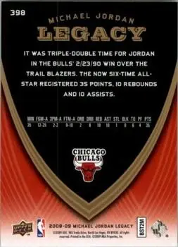 2008-09 Upper Deck Michael Jordan Legacy Collection #398 - Michael Jordan - Chicago Bulls - Back 2008-09 Upper Deck Michael Jordan Legacy Collection #398 - Michael Jordan - Chicago Bulls - Back