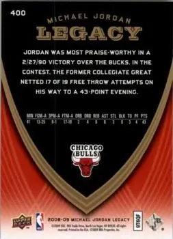 2008-09 Upper Deck Michael Jordan Legacy Collection #400 - Michael Jordan - Chicago Bulls - Back