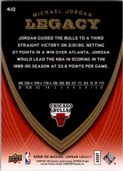 2008-09 Upper Deck Michael Jordan Legacy Collection #410 - Michael Jordan - Chicago Bulls - Back 2008-09 Upper Deck Michael Jordan Legacy Collection #410 - Michael Jordan - Chicago Bulls - Back