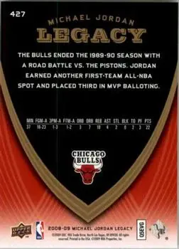 2008-09 Upper Deck Michael Jordan Legacy Collection #427 - Michael Jordan - Chicago Bulls - Back 2008-09 Upper Deck Michael Jordan Legacy Collection #427 - Michael Jordan - Chicago Bulls - Back