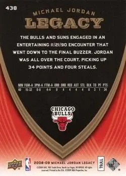 2008-09 Upper Deck Michael Jordan Legacy Collection #438 - Michael Jordan - Chicago Bulls - Back 2008-09 Upper Deck Michael Jordan Legacy Collection #438 - Michael Jordan - Chicago Bulls - Back