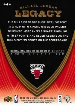 2008-09 Upper Deck Michael Jordan Legacy Collection #444 - Michael Jordan - Chicago Bulls - Back 2008-09 Upper Deck Michael Jordan Legacy Collection #444 - Michael Jordan - Chicago Bulls - Back