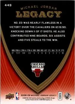 2008-09 Upper Deck Michael Jordan Legacy Collection #449 - Michael Jordan - Chicago Bulls - Back 2008-09 Upper Deck Michael Jordan Legacy Collection #449 - Michael Jordan - Chicago Bulls - Back
