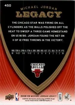 2008-09 Upper Deck Michael Jordan Legacy Collection #450 - Michael Jordan - Chicago Bulls - Back 2008-09 Upper Deck Michael Jordan Legacy Collection #450 - Michael Jordan - Chicago Bulls - Back