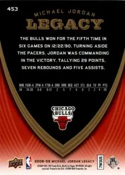 2008-09 Upper Deck Michael Jordan Legacy Collection #453 - Michael Jordan - Chicago Bulls - Back