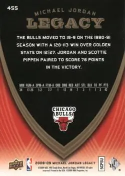 2008-09 Upper Deck Michael Jordan Legacy Collection #455 - Michael Jordan - Chicago Bulls - Back