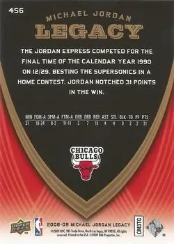 2008-09 Upper Deck Michael Jordan Legacy Collection #456 - Michael Jordan - Chicago Bulls - Back