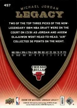 2008-09 Upper Deck Michael Jordan Legacy Collection #457 - Michael Jordan - Chicago Bulls - Back
