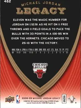 2008-09 Upper Deck Michael Jordan Legacy Collection #462 - Michael Jordan - Chicago Bulls - Back