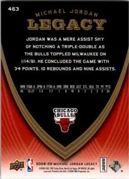 2008-09 Upper Deck Michael Jordan Legacy Collection #463 - Michael Jordan - Chicago Bulls - Back