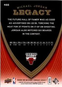 2008-09 Upper Deck Michael Jordan Legacy Collection #466 - Michael Jordan - Chicago Bulls - Back