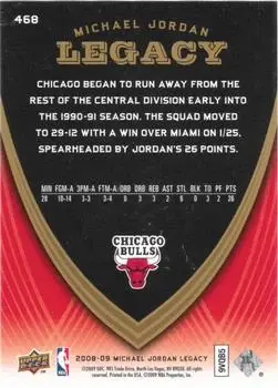 2008-09 Upper Deck Michael Jordan Legacy Collection #468 - Michael Jordan - Chicago Bulls - Back 2008-09 Upper Deck Michael Jordan Legacy Collection #468 - Michael Jordan - Chicago Bulls - Back