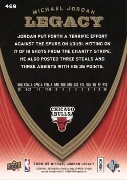2008-09 Upper Deck Michael Jordan Legacy Collection #469 - Michael Jordan - Chicago Bulls - Back 2008-09 Upper Deck Michael Jordan Legacy Collection #469 - Michael Jordan - Chicago Bulls - Back