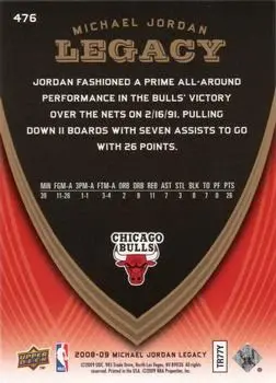 2008-09 Upper Deck Michael Jordan Legacy Collection #476 - Michael Jordan - Chicago Bulls - Back