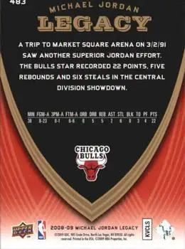 2008-09 Upper Deck Michael Jordan Legacy Collection #483 - Michael Jordan - Chicago Bulls - Back