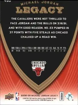 2008-09 Upper Deck Michael Jordan Legacy Collection #490 - Michael Jordan - Chicago Bulls - Back