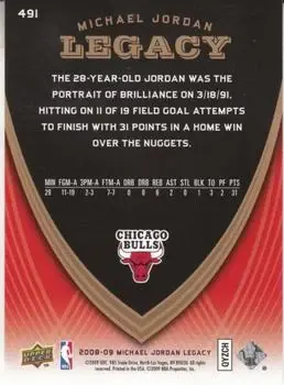 2008-09 Upper Deck Michael Jordan Legacy Collection #491 - Michael Jordan - Chicago Bulls - Back