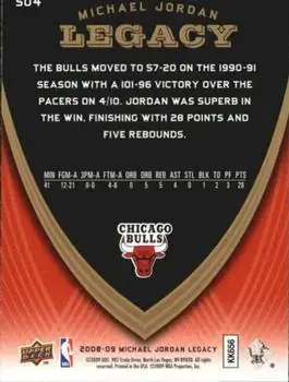 2008-09 Upper Deck Michael Jordan Legacy Collection #504 - Michael Jordan - Chicago Bulls - Back