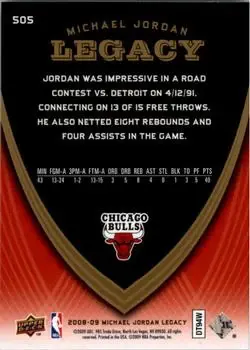 2008-09 Upper Deck Michael Jordan Legacy Collection #505 - Michael Jordan - Chicago Bulls - Back 2008-09 Upper Deck Michael Jordan Legacy Collection #505 - Michael Jordan - Chicago Bulls - Back