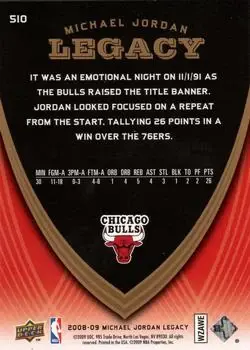 2008-09 Upper Deck Michael Jordan Legacy Collection #510 - Michael Jordan - Chicago Bulls - Back
