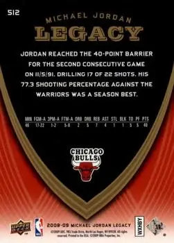 2008-09 Upper Deck Michael Jordan Legacy Collection #512 - Michael Jordan - Chicago Bulls - Back