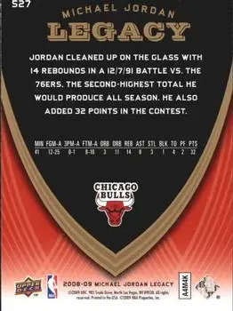 2008-09 Upper Deck Michael Jordan Legacy Collection #527 - Michael Jordan - Chicago Bulls - Back