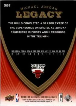 2008-09 Upper Deck Michael Jordan Legacy Collection #528 - Michael Jordan - Chicago Bulls - Back