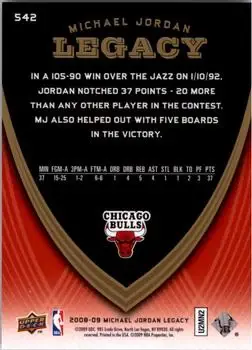 2008-09 Upper Deck Michael Jordan Legacy Collection #542 - Michael Jordan - Chicago Bulls - Back
