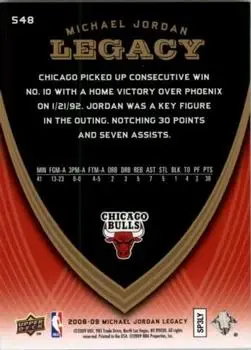 2008-09 Upper Deck Michael Jordan Legacy Collection #548 - Michael Jordan - Chicago Bulls - Back 2008-09 Upper Deck Michael Jordan Legacy Collection #548 - Michael Jordan - Chicago Bulls - Back
