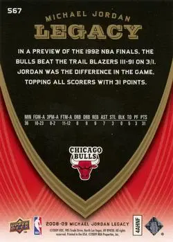 2008-09 Upper Deck Michael Jordan Legacy Collection #567 - Michael Jordan - Chicago Bulls - Back