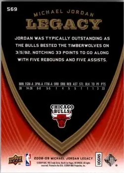 2008-09 Upper Deck Michael Jordan Legacy Collection #569 - Michael Jordan - Chicago Bulls - Back