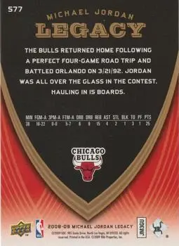 2008-09 Upper Deck Michael Jordan Legacy Collection #577 - Michael Jordan - Chicago Bulls - Back 2008-09 Upper Deck Michael Jordan Legacy Collection #577 - Michael Jordan - Chicago Bulls - Back