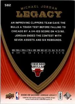 2008-09 Upper Deck Michael Jordan Legacy Collection #582 - Michael Jordan - Chicago Bulls - Back