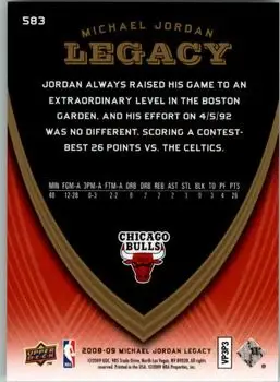 2008-09 Upper Deck Michael Jordan Legacy Collection #583 - Michael Jordan - Chicago Bulls - Back 2008-09 Upper Deck Michael Jordan Legacy Collection #583 - Michael Jordan - Chicago Bulls - Back