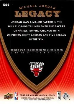 2008-09 Upper Deck Michael Jordan Legacy Collection #586 - Michael Jordan - Chicago Bulls - Back 2008-09 Upper Deck Michael Jordan Legacy Collection #586 - Michael Jordan - Chicago Bulls - Back