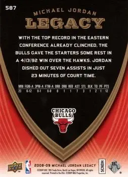 2008-09 Upper Deck Michael Jordan Legacy Collection #587 - Michael Jordan - Chicago Bulls - Back