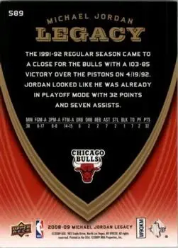 2008-09 Upper Deck Michael Jordan Legacy Collection #589 - Michael Jordan - Chicago Bulls - Back
