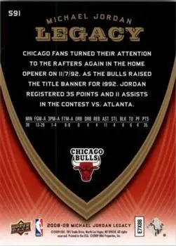 2008-09 Upper Deck Michael Jordan Legacy Collection #591 - Michael Jordan - Chicago Bulls - Back