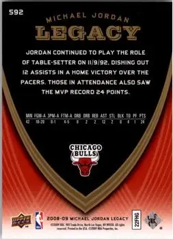 2008-09 Upper Deck Michael Jordan Legacy Collection #592 - Michael Jordan - Chicago Bulls - Back