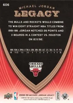 2008-09 Upper Deck Michael Jordan Legacy Collection #606 - Michael Jordan - Chicago Bulls - Back 2008-09 Upper Deck Michael Jordan Legacy Collection #606 - Michael Jordan - Chicago Bulls - Back